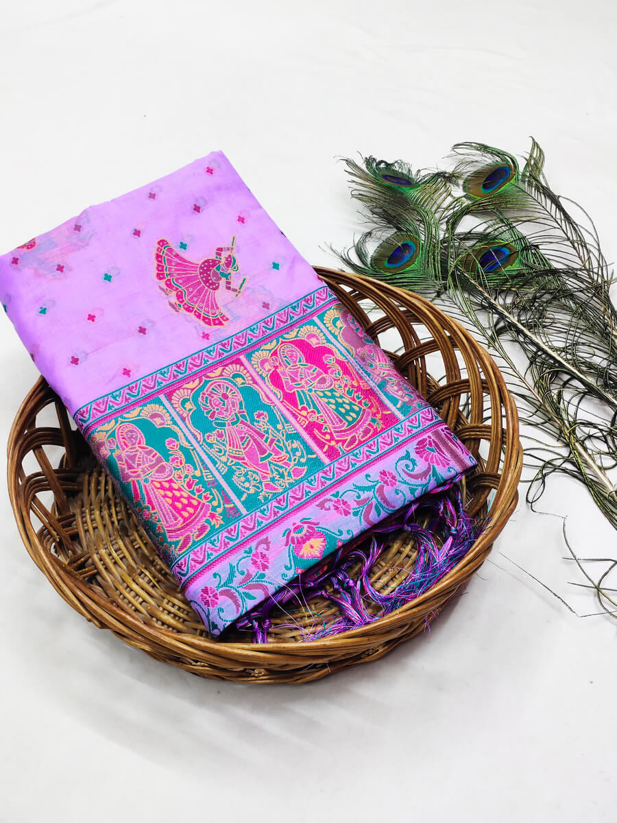 Piquant Lavender Pashmina Saree With Dalliance Blouse Piece - Image 2