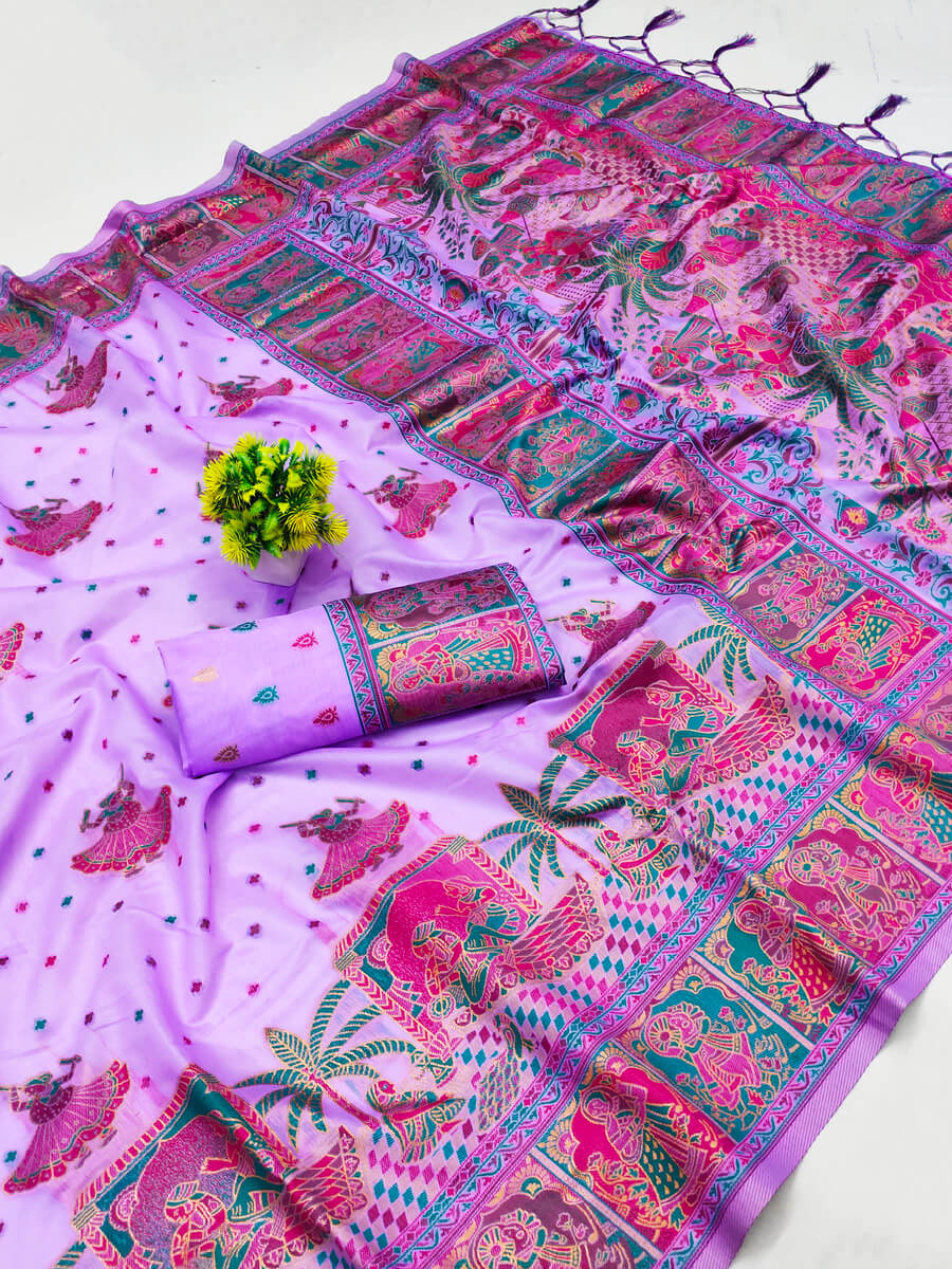 Piquant Lavender Pashmina Saree With Dalliance Blouse Piece - Image 3