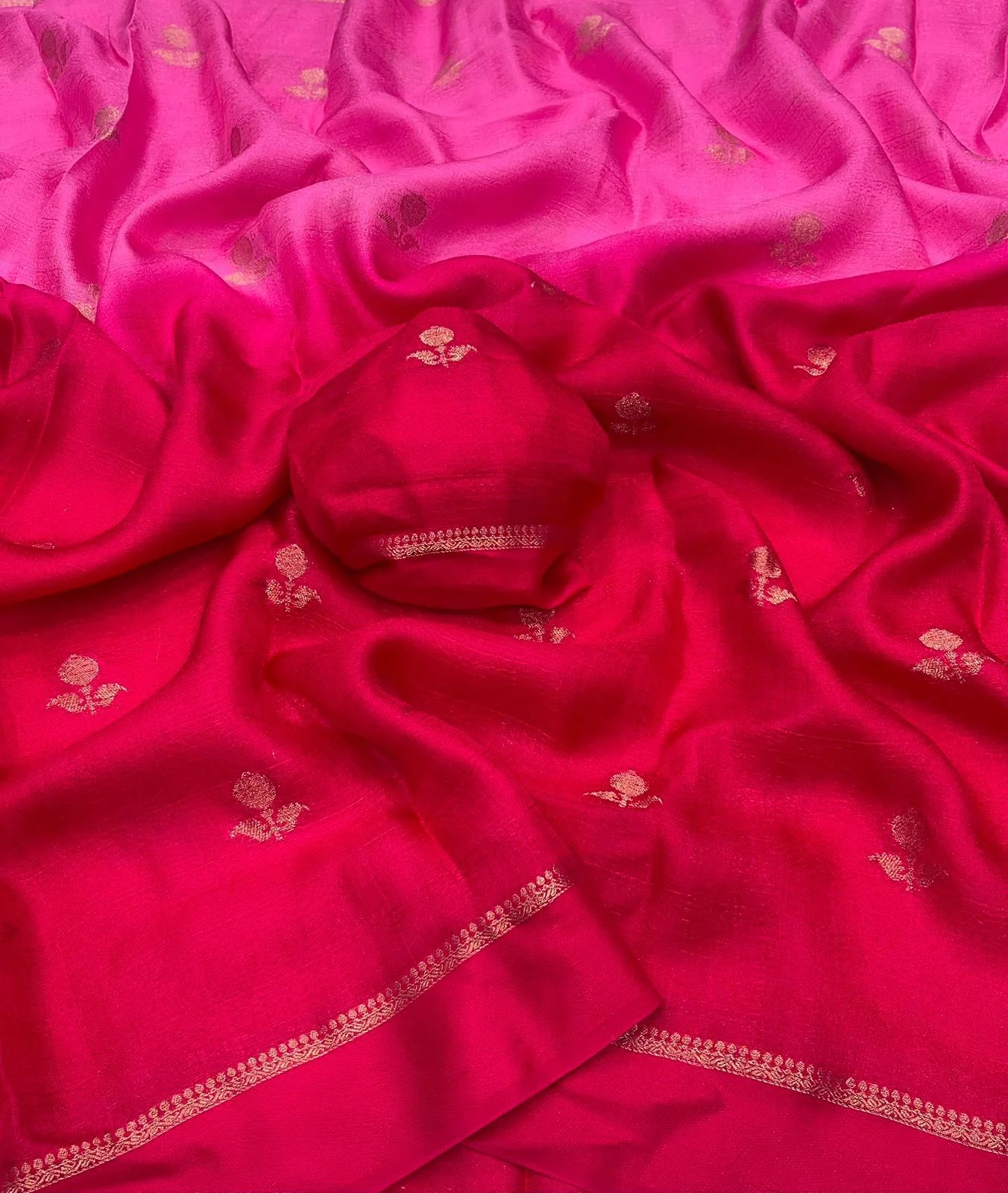 Pleasant Pink Banarasi Khadi Silk Saree With Ailurophile Blouse Piece - Image 2