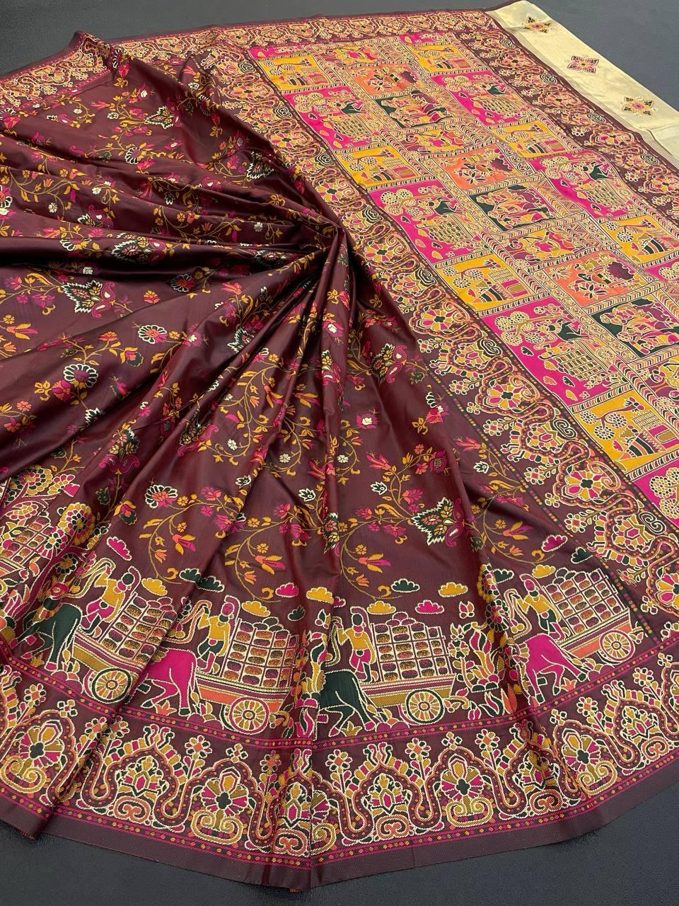 Posh Brown Pashmina Saree With Nebula Blouse Piece - Image 3