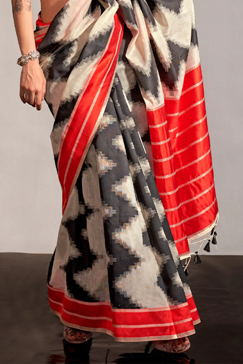 Precious Beige Digital Printed Soft Silk Saree With Opulent Blouse Piece - Image 3