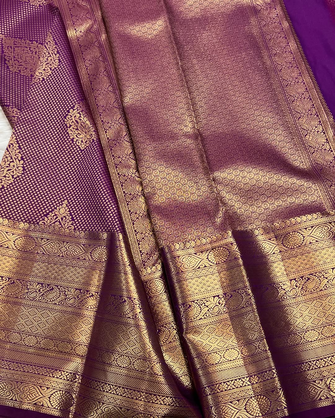 Precious Purple Soft Banarasi Silk Saree With Ebullience Blouse Piece - Image 4
