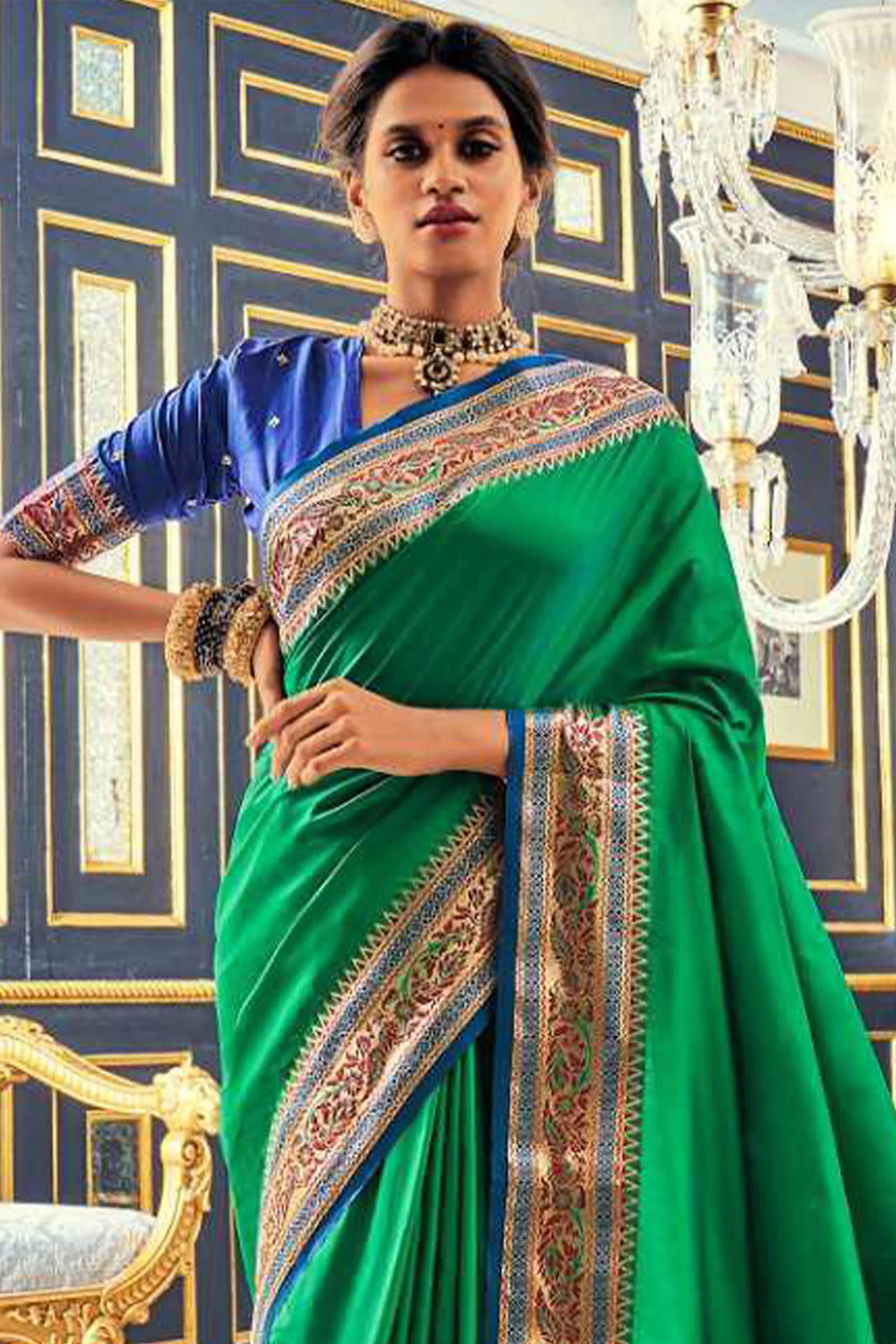 Preferable Green Paithani Silk Saree With Verdant Blouse Piece - Image 3