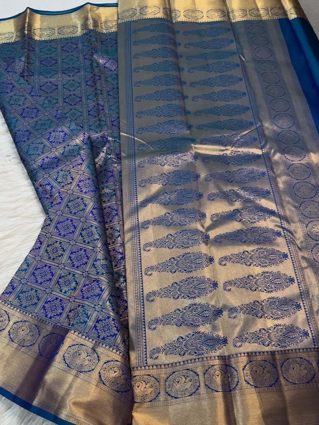 Prettiest Blue Soft Banarasi Silk Saree With Twirling Blouse Piece - Image 2