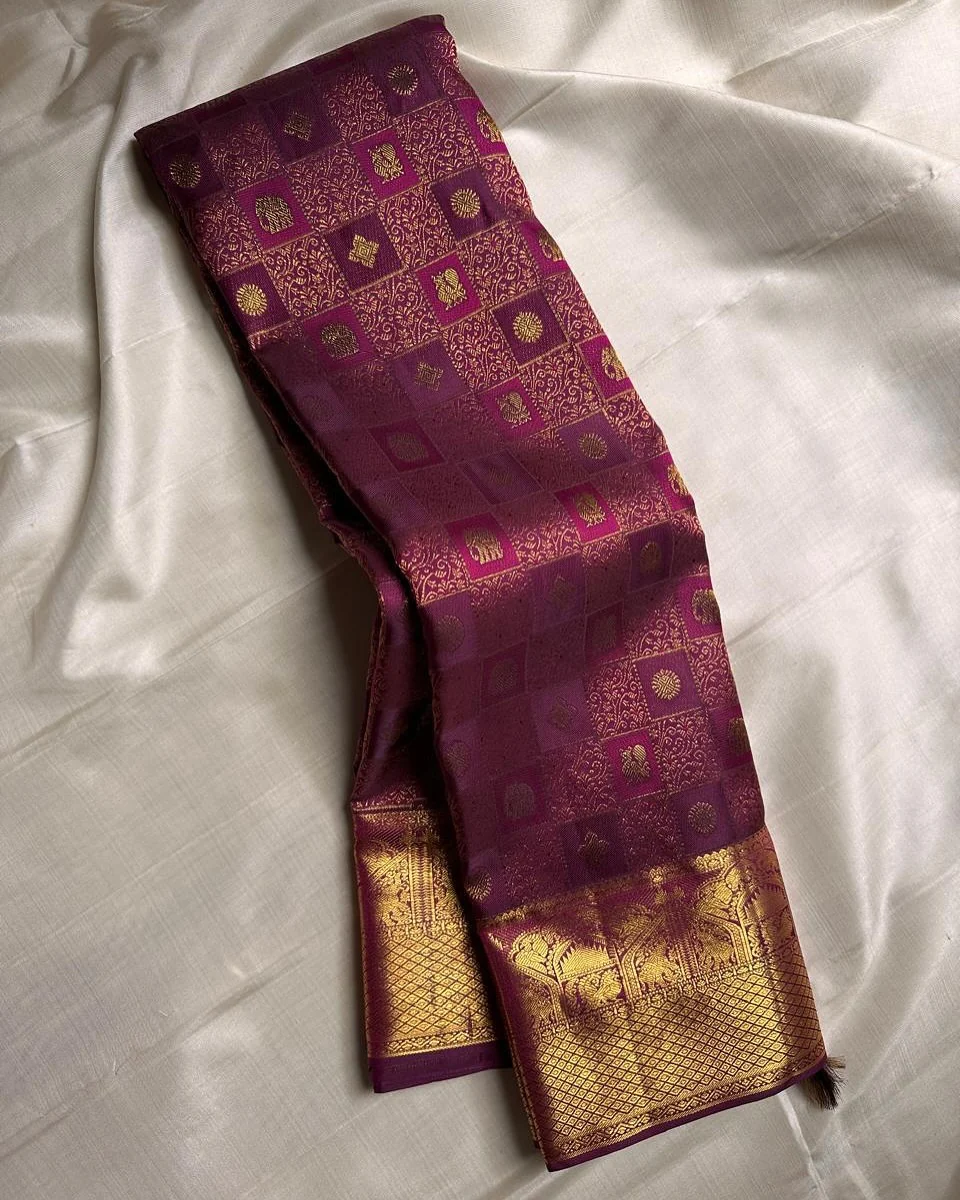 Prettiest Purple Soft Silk Saree With Improbable  Blouse Piece - Image 2