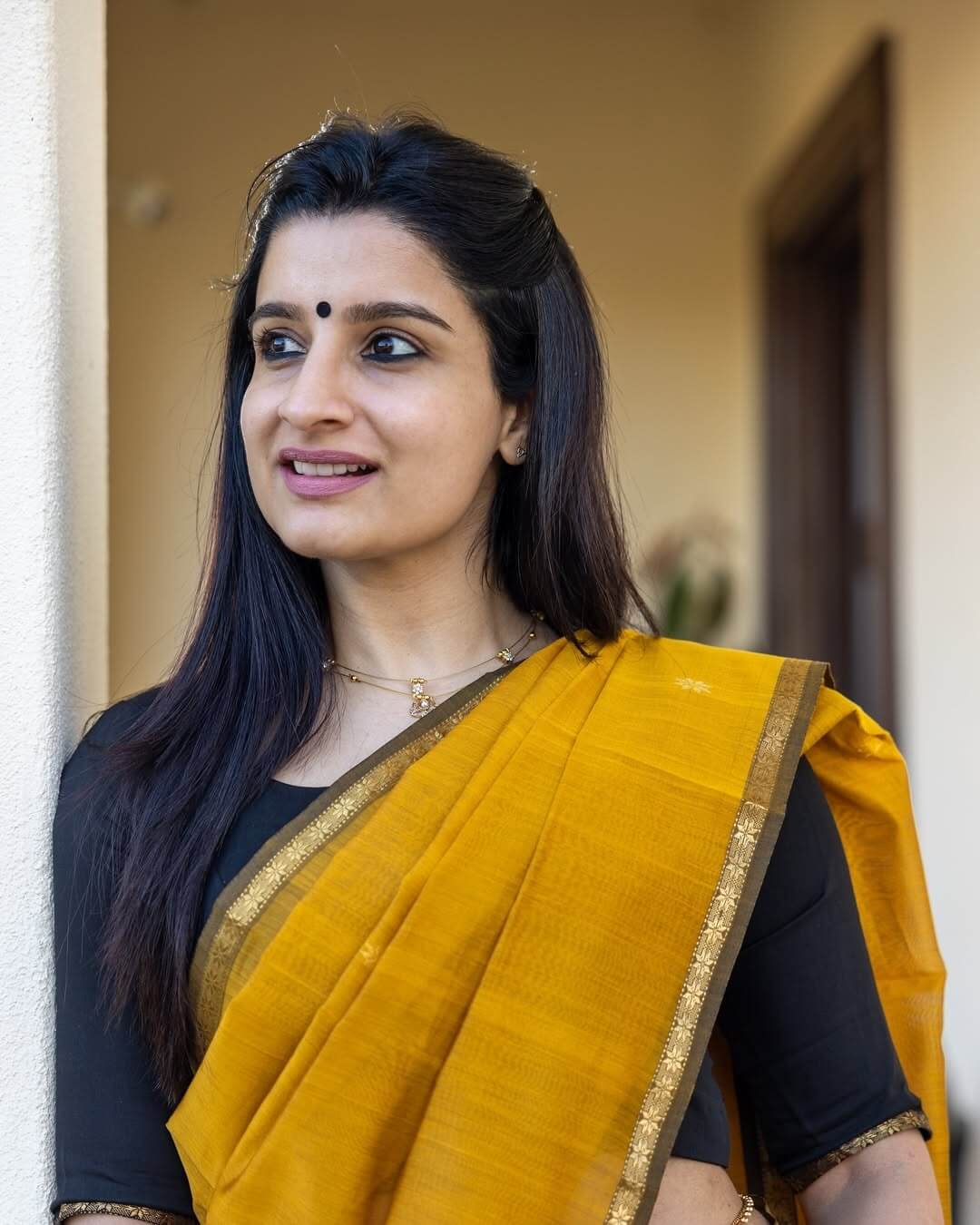 Pretty Mustard Cotton Silk Saree With Beautiful Blouse Piece - Image 6