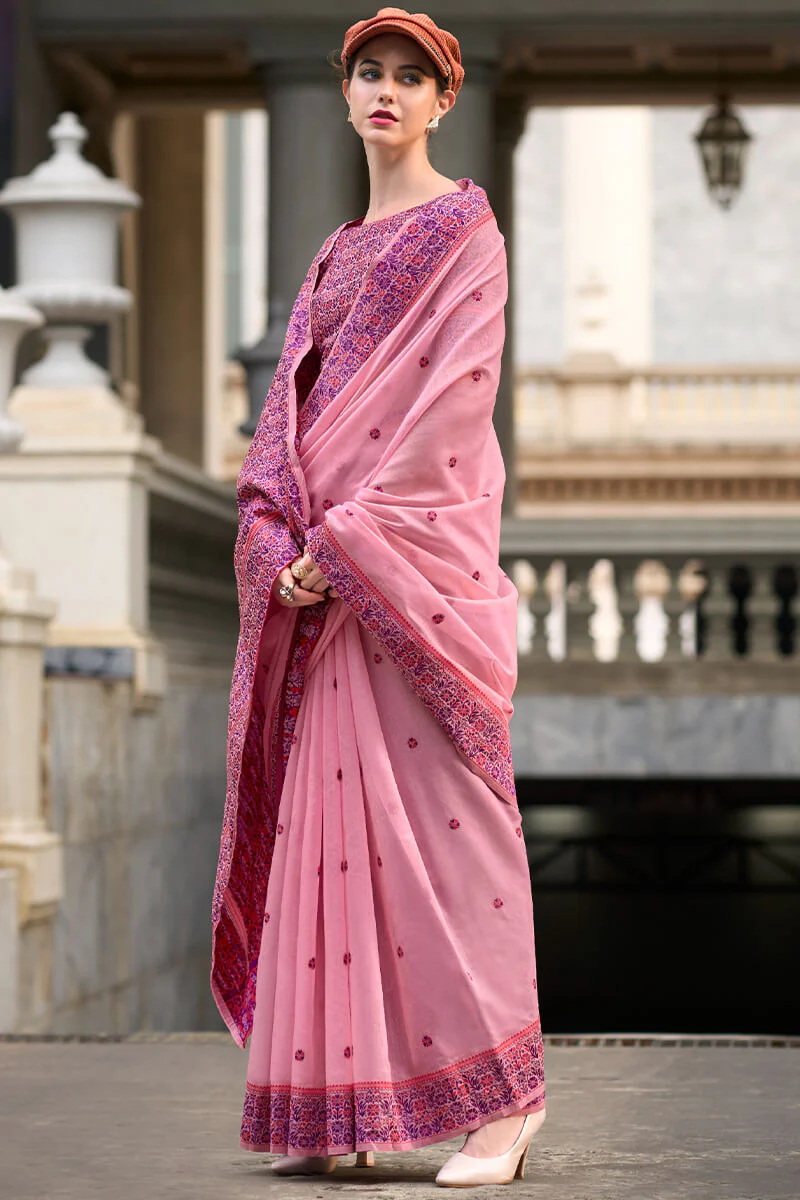 Proficient Pink Cotton Silk Saree With Piquant Blouse Piece - Image 4