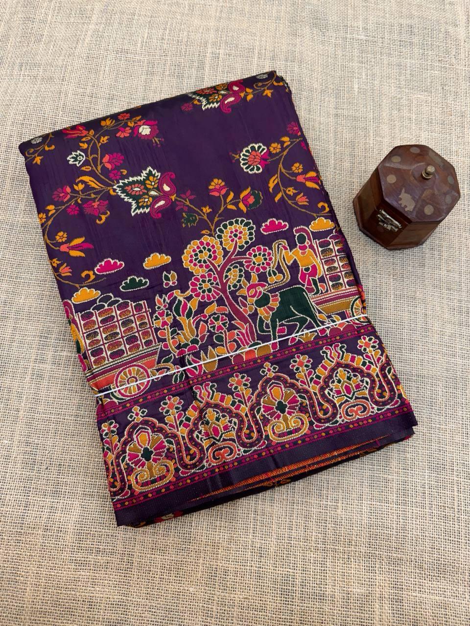 Proficient Purple Pashmina Saree With Sensational Blouse Piece - Image 2