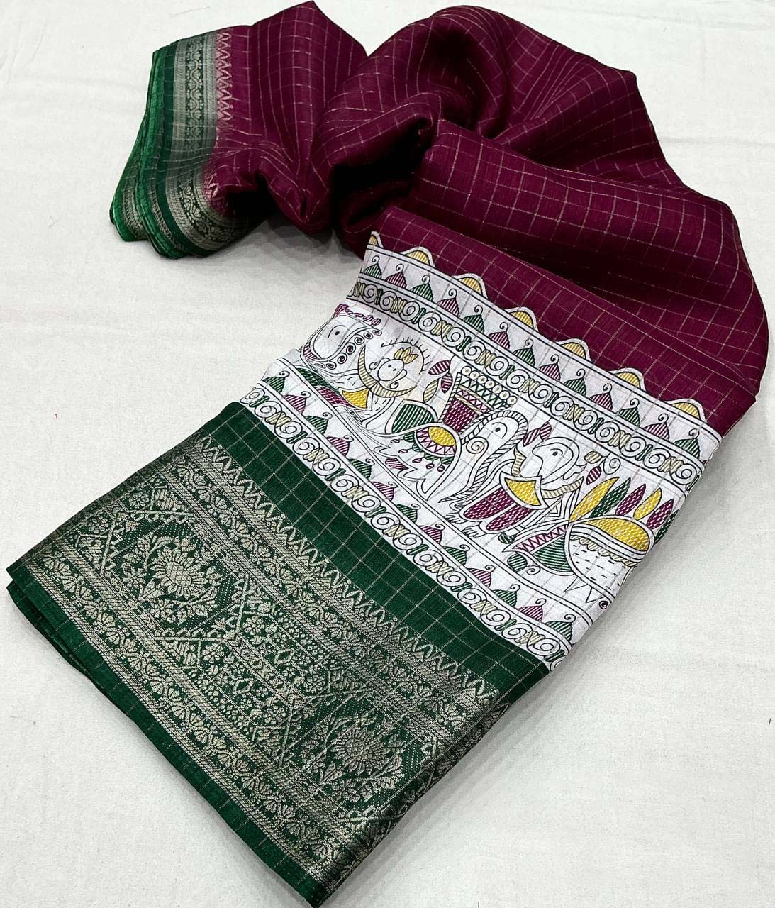 Proficient Wine Digital Printed Dola Silk Saree With Whimsical Blouse Piece - Image 4