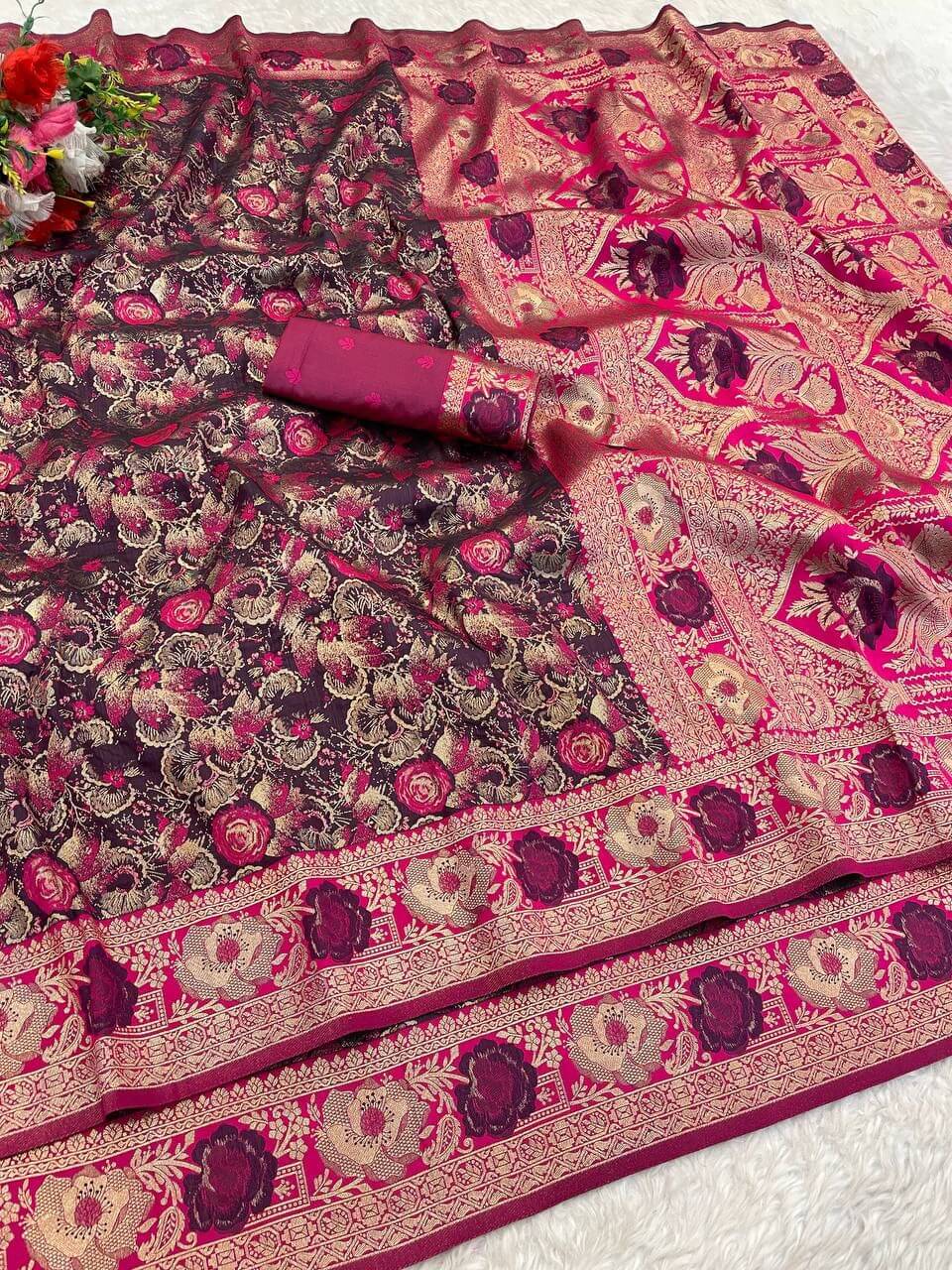 Proficient Wine Soft Banarasi Silk Saree With Marvellous Blouse Piece - Image 2