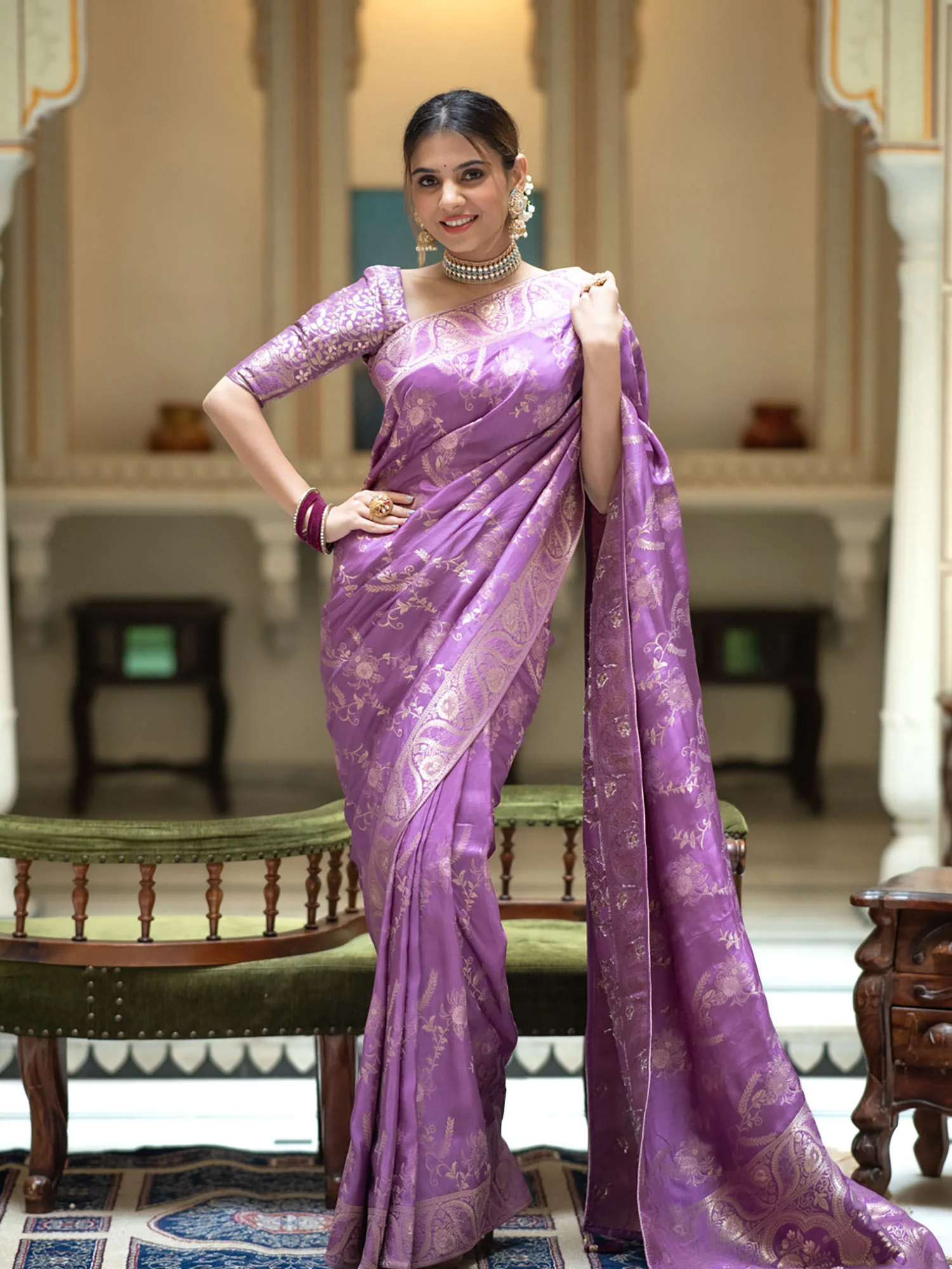 Propinquity Lavender Soft Silk Saree With Felicitous Blouse Piece - Image 4