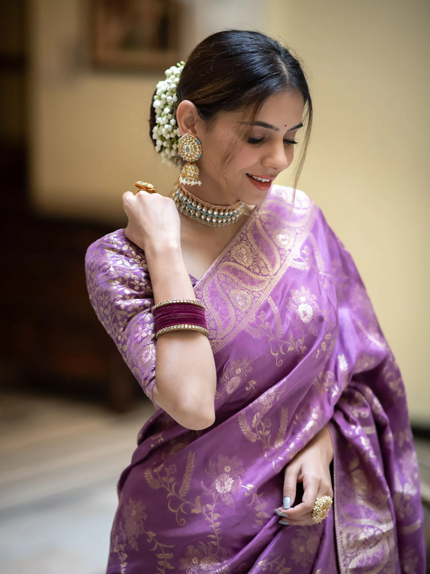 Propinquity Lavender Soft Silk Saree With Felicitous Blouse Piece - Image 5