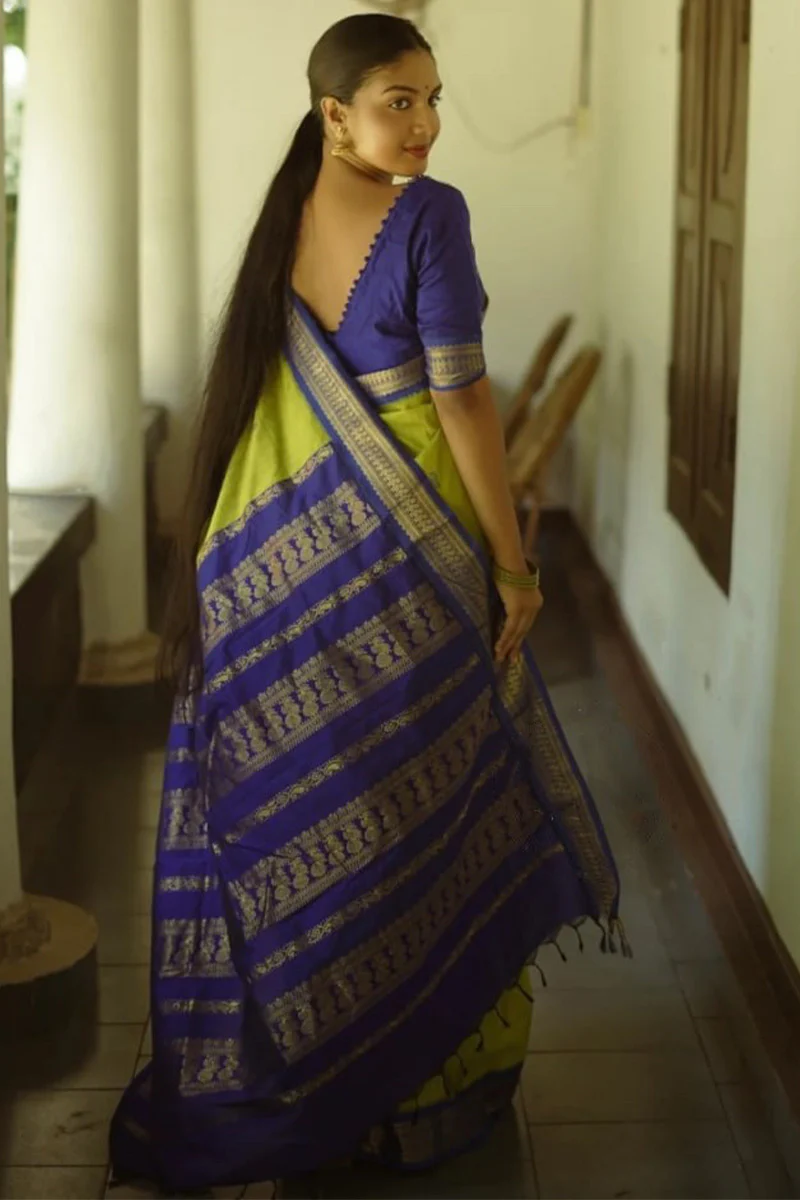 Propinquity Mehndi Soft Silk Saree With Staggering Blouse Piece - Image 3