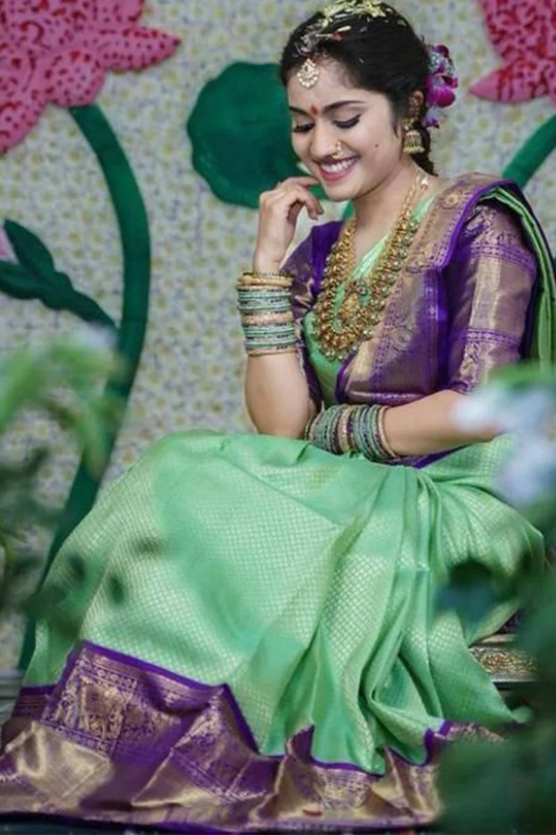 Propinquity Sea Green Soft Silk Saree With Epiphany Blouse Piece - Image 3