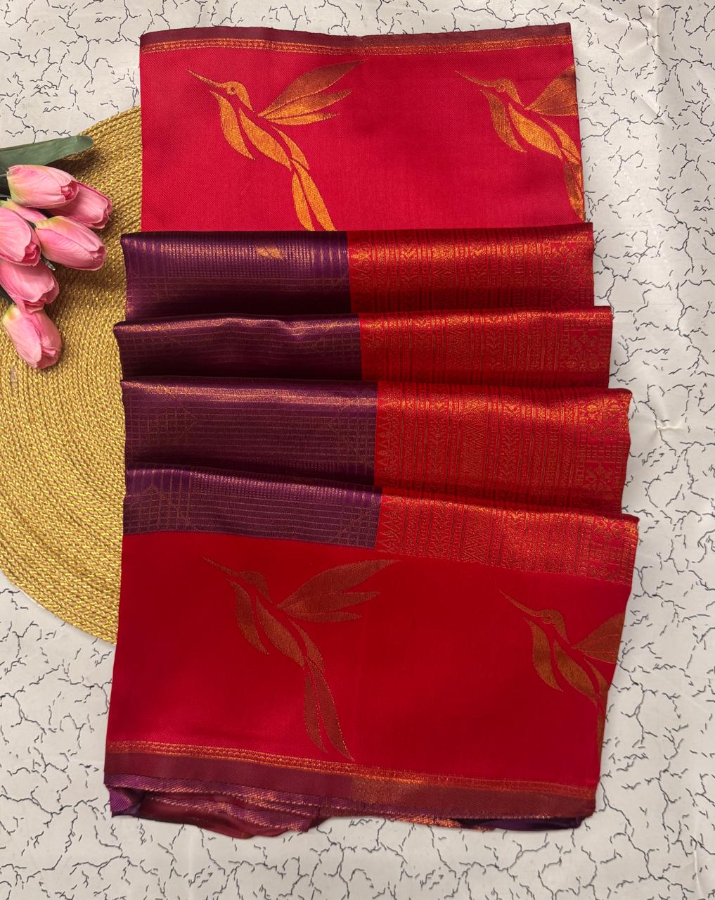 Pulsating Purple Soft Banarasi Silk Saree With Bucolic Blouse Piece - Image 5