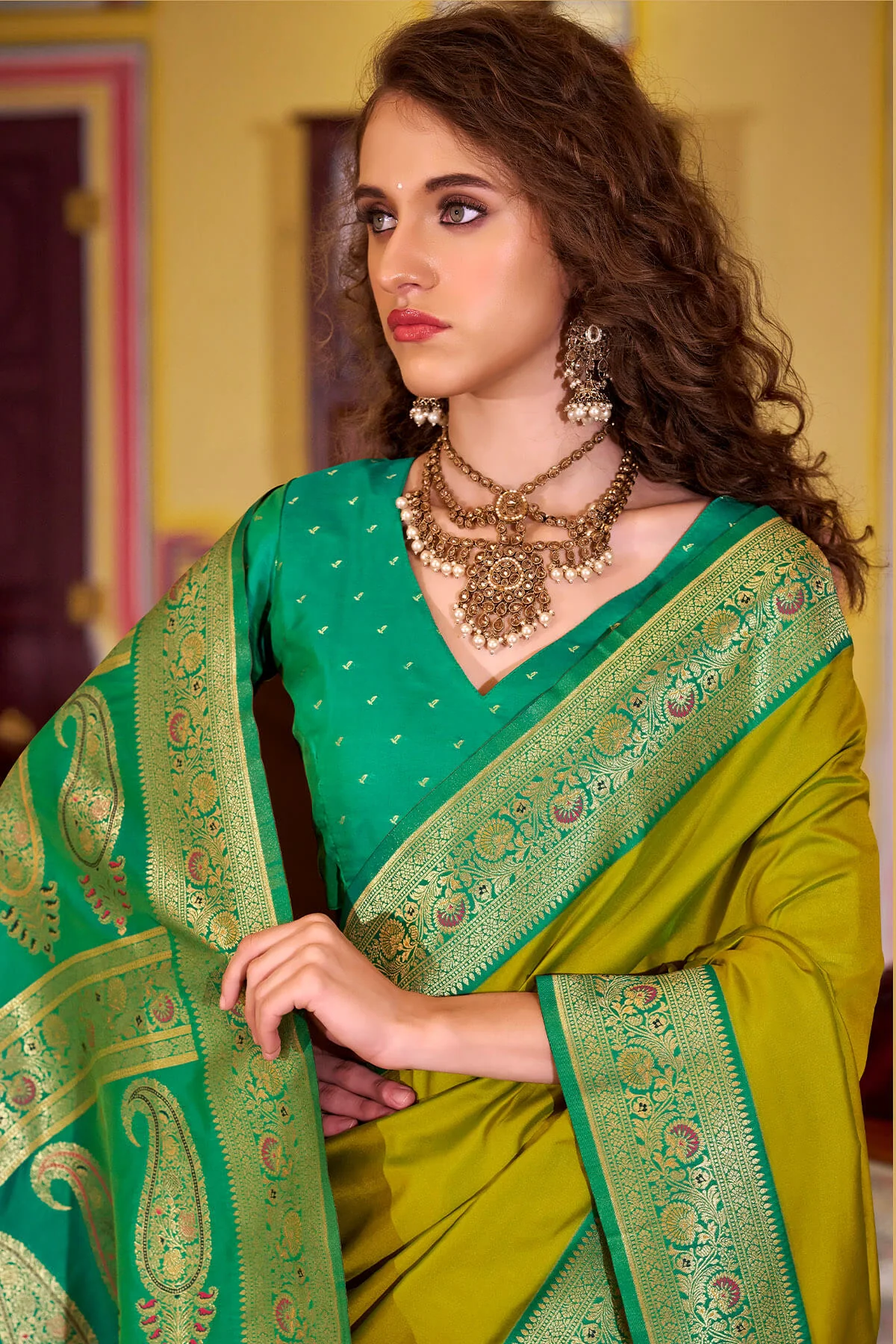 Quintessential Mustard Soft Banarasi Silk Saree With Lagniappe Blouse Piece - Image 2