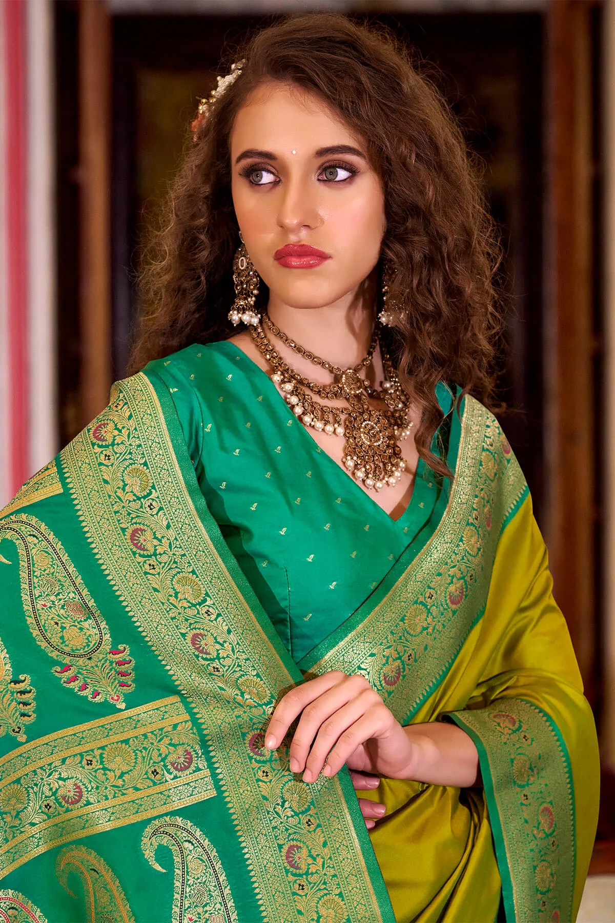 Quintessential Mustard Soft Banarasi Silk Saree With Lagniappe Blouse Piece - Image 3