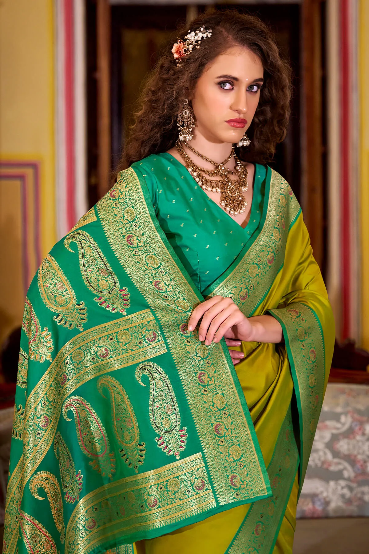 Quintessential Mustard Soft Banarasi Silk Saree With Lagniappe Blouse Piece - Image 5