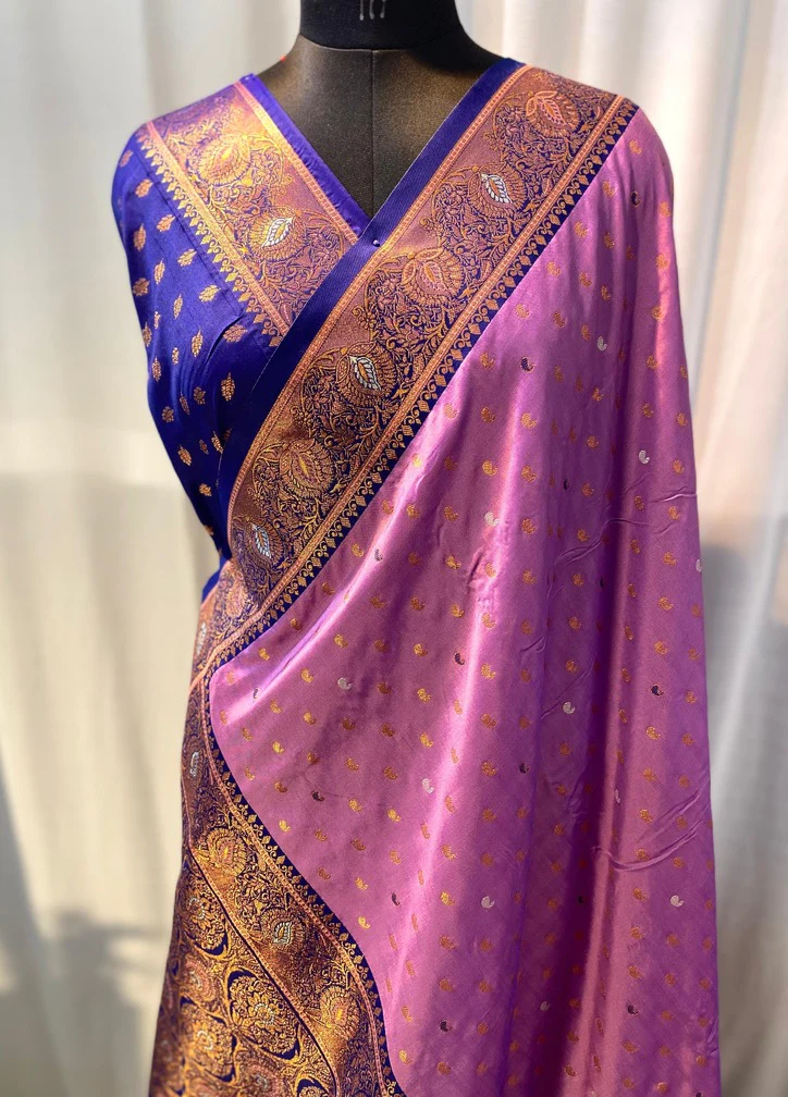 Radiant Lavender Soft Banarasi Silk Saree With Flamboyant Blouse Piece - Image 2