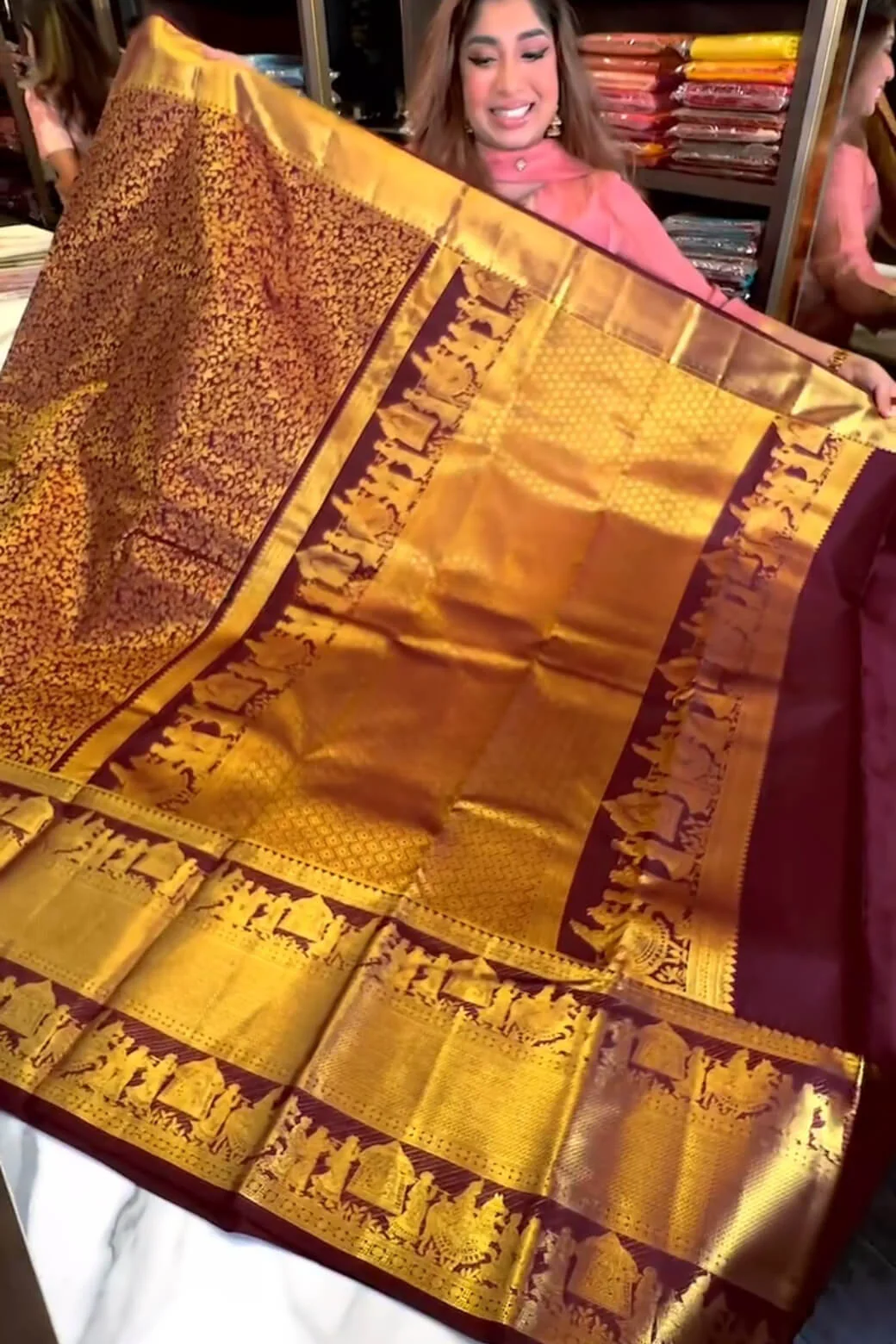 Radiant Wine Soft Banarasi Silk Saree With Delightful Blouse Piece - Image 5