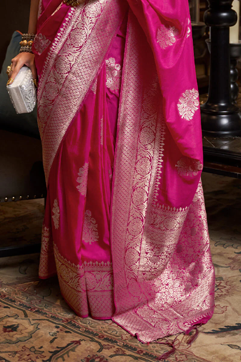 Ratatouille Magenta Soft Banarasi Silk Saree With Energetic Blouse Piece - Image 3