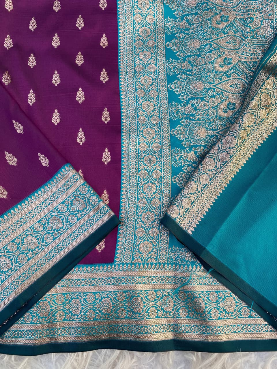Ratatouille Purple Soft Banarasi Satin Silk Saree With Chatoyant Blouse - Image 6