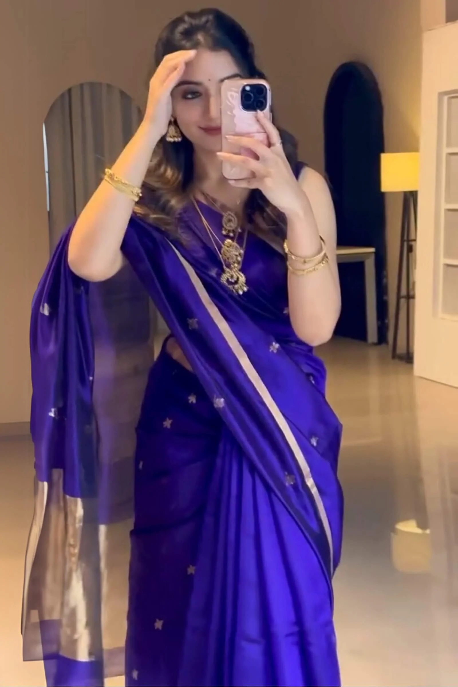 Ratatouille Royal Blue Soft Silk Saree With Wonderful Blouse Piece - Image 5