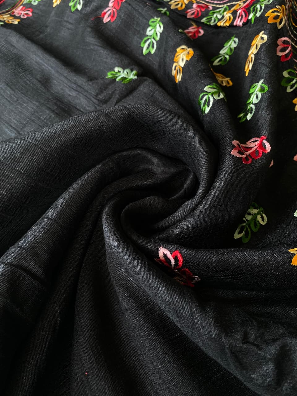 Ravishing Black Embroidery Work Tussar Silk Saree With Surreptitious Blouse Piece - Image 6