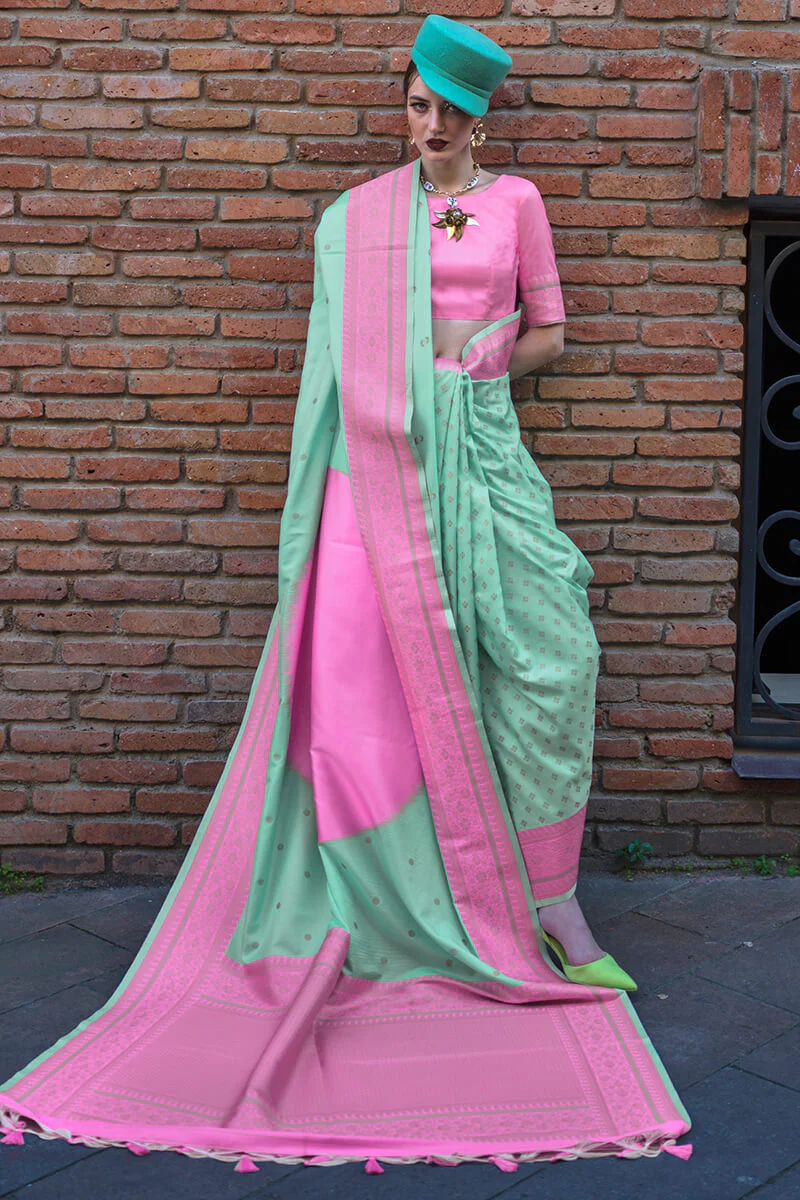 Ravishing Sea Green Soft Banarasi Silk Saree With Dulcet Blouse Piece - Image 2