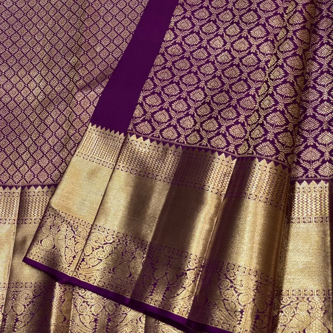 Resplendent Purple Soft Banarasi Silk Saree With Felicitous Blouse Piece - Image 3