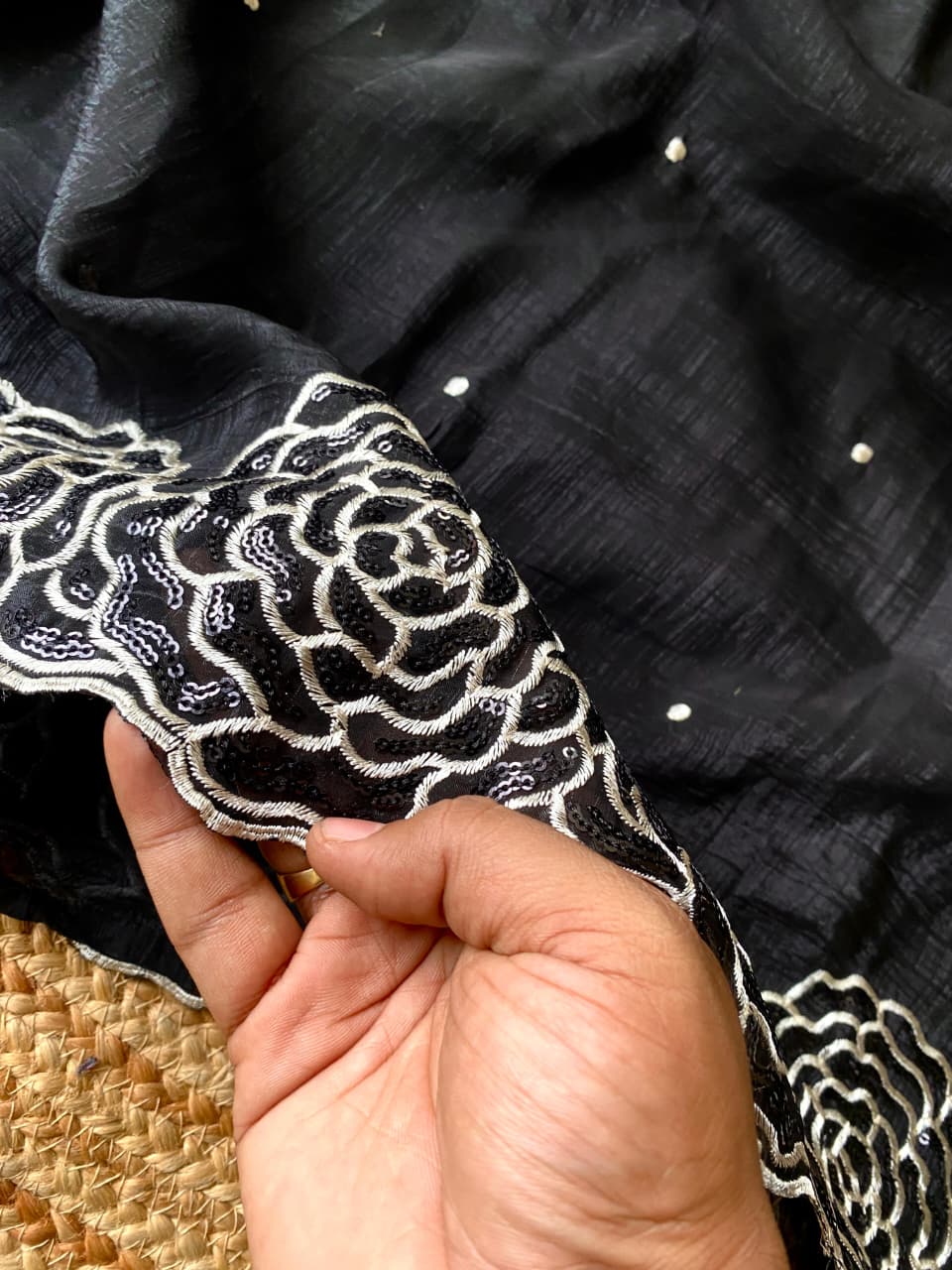 Rhapsodic Black Embroidery Work Georgette Saree With Ephemeral Blouse Piece - Image 3