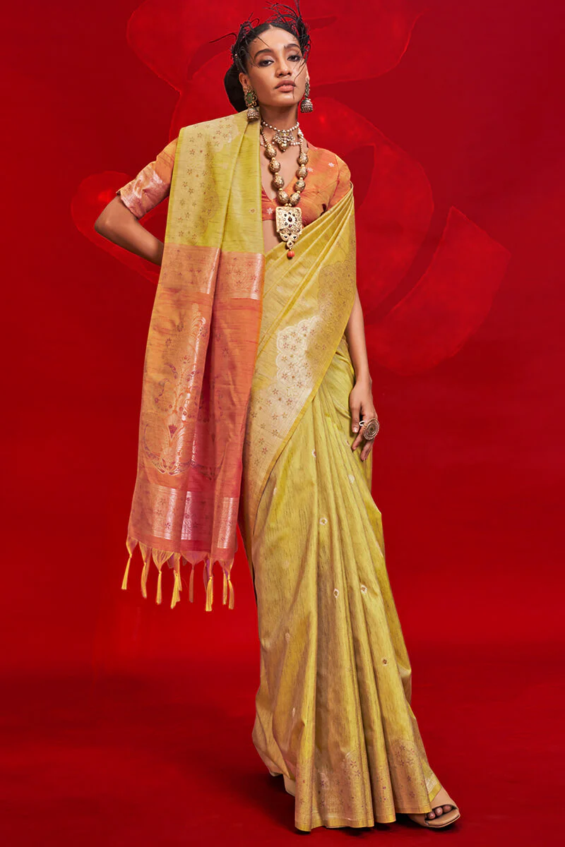 Rhapsody Yellow Soft Banarasi Silk Saree With Ravishing Blouse Piece - Image 2