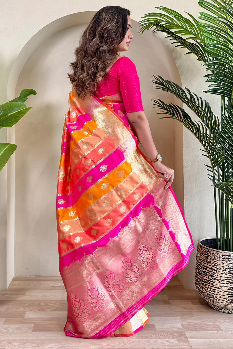 Sempiternal Multicolor Soft Banarasi Silk Saree With Charismatic Blouse Piece - Image 4