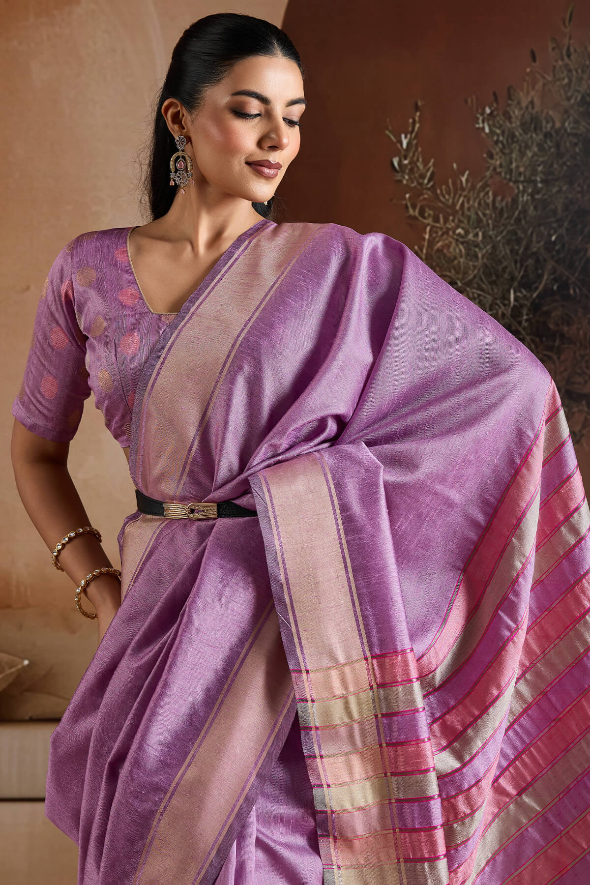 Sensational Lavender Soft Banarasi Bhagalpuri Silk Saree With Enchanting Blouse Piece - Image 2