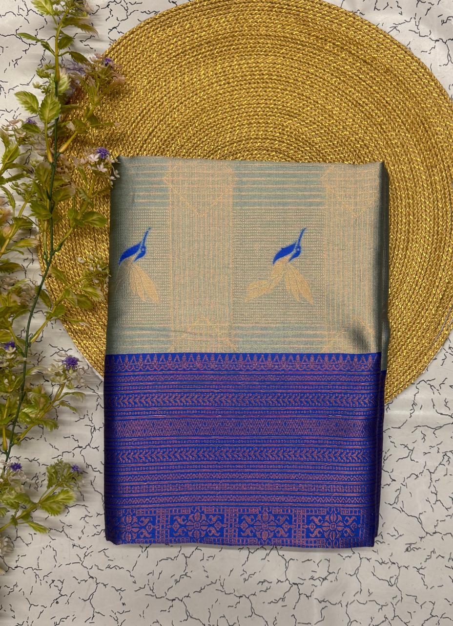 Seraglio Sky Soft Banarasi Silk Saree With Impressive Blouse Piece - Image 2
