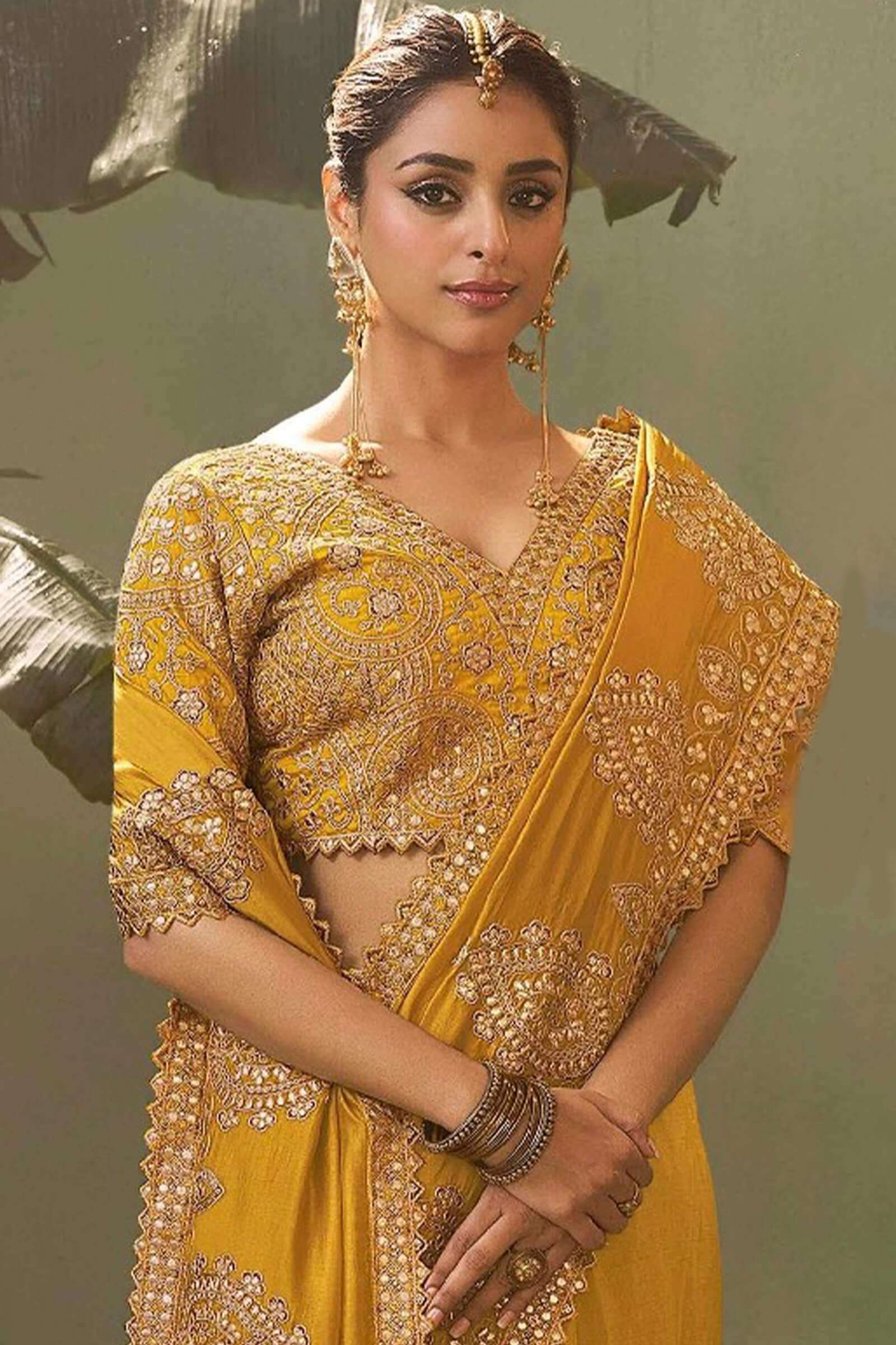 Seraphic Yellow Soft Silk Embroidery Work Saree With Dazzling Blouse Piece - Image 2