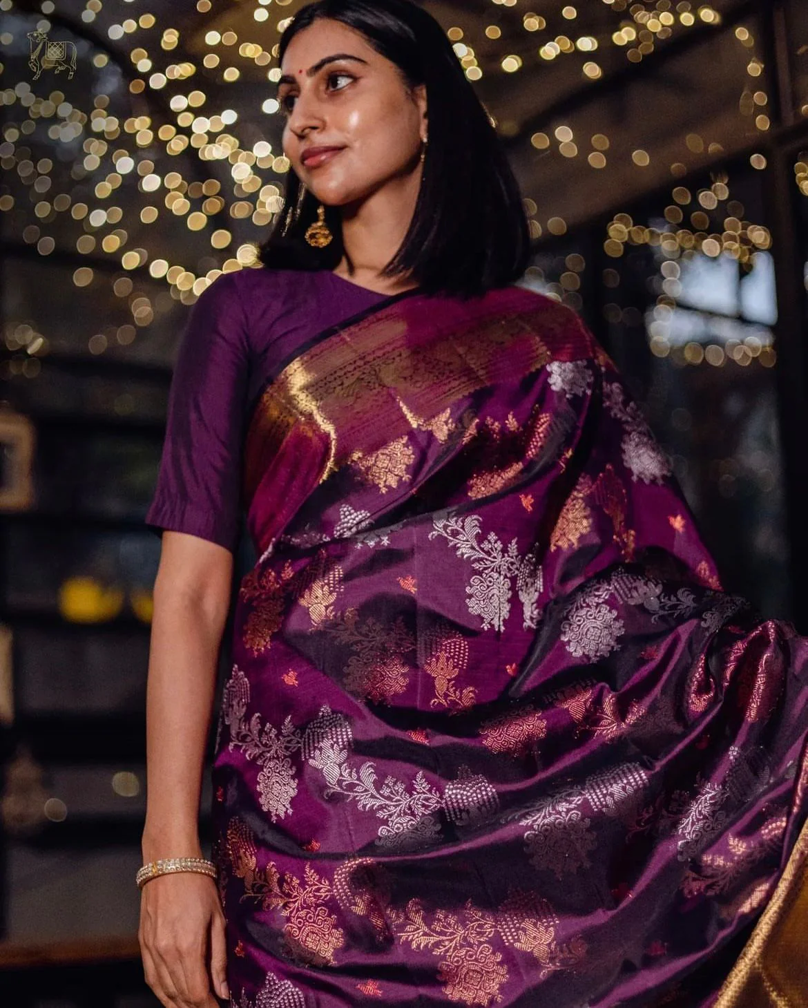 Serendipity Purple Soft Silk Saree With Devastating Blouse Piece - Image 3