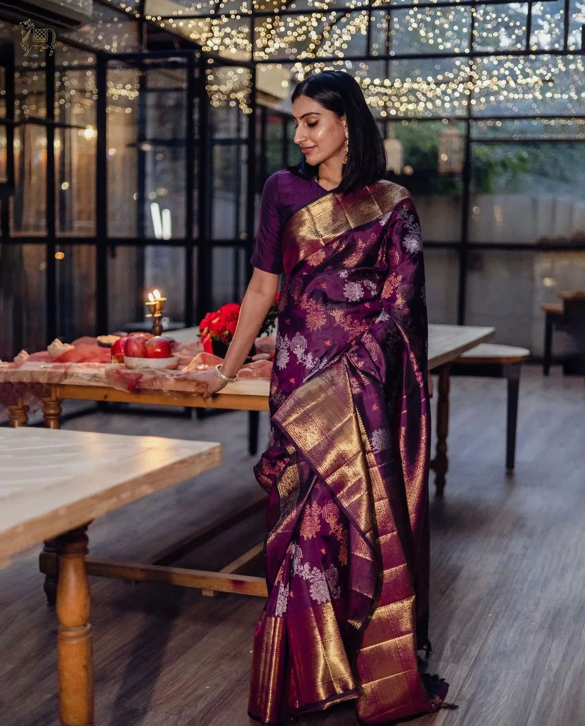 Serendipity Purple Soft Silk Saree With Devastating Blouse Piece - Image 4