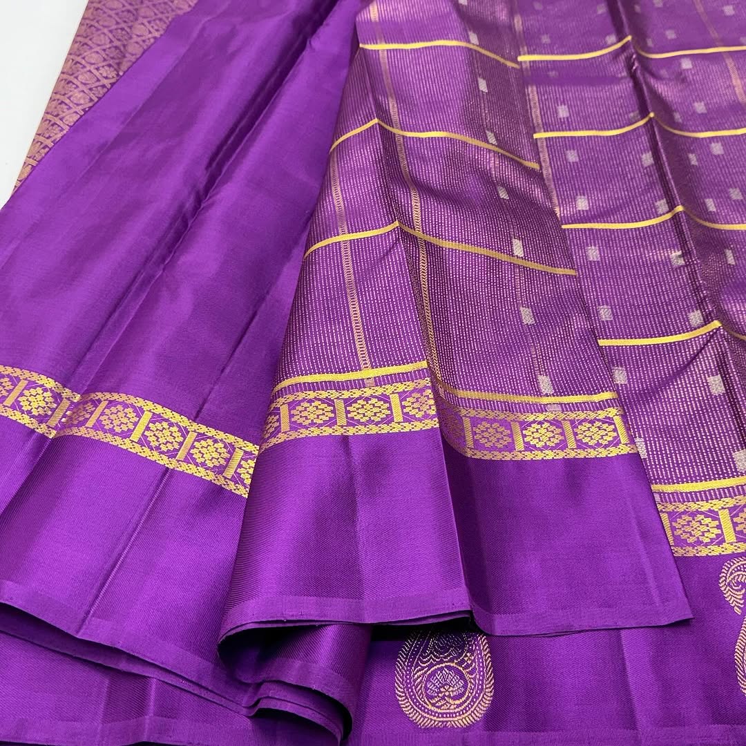Skinny Purple Soft Banarasi Silk Saree With Ethereal Blouse Piece - Image 6
