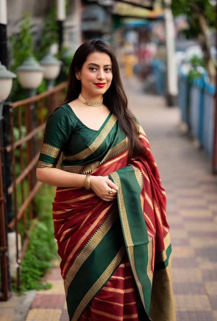 Splendorous Maroon Soft Silk Saree With Enamoring Blouse Piece - Image 2