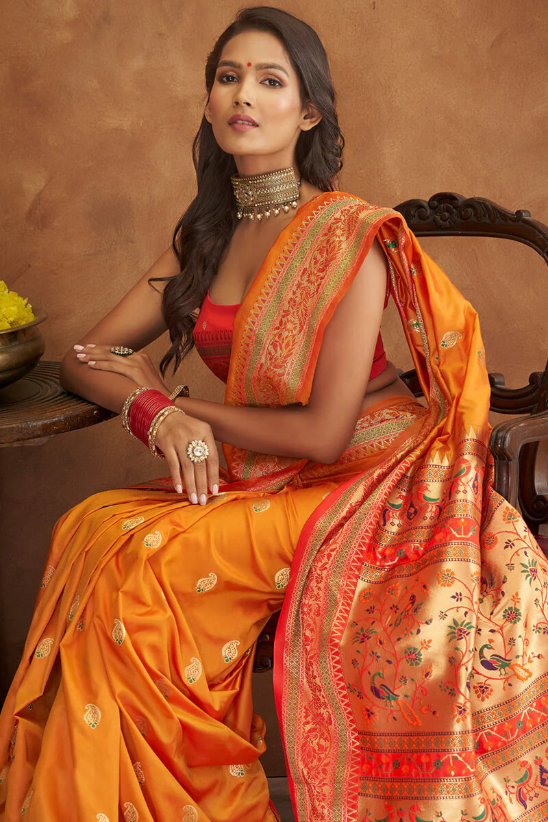Splendorous Yellow Soft Banarasi Silk Saree With Prodigal Blouse - Image 3