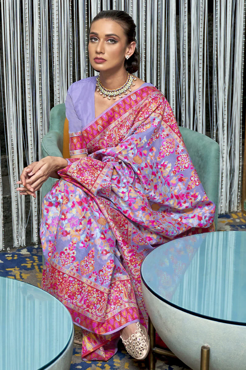 Staring Lavender Pashmina saree With Appealing Blouse Piece - Image 2