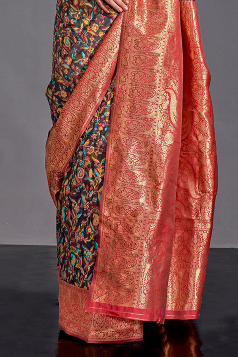 Stunning Brown Pashmina saree With Surpassing Blouse Piece - Image 3
