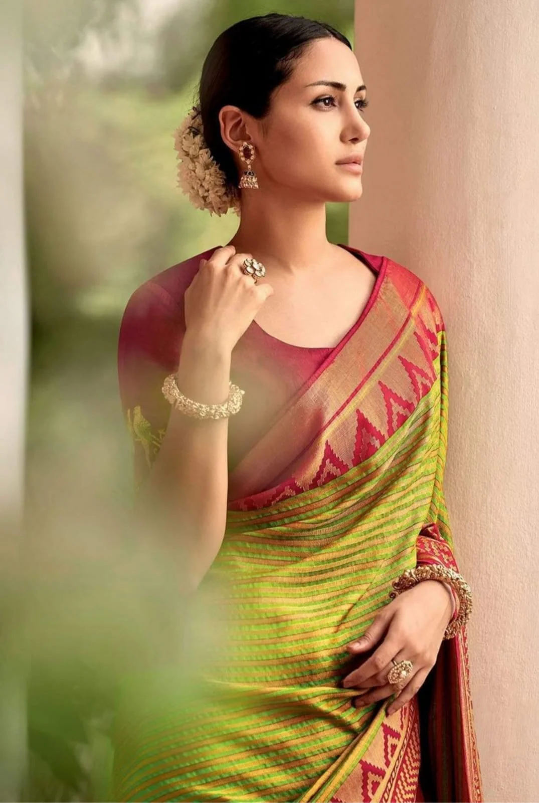 Superb Mehndi Soft Silk Saree With Classic Two Blouse Piece - Image 5