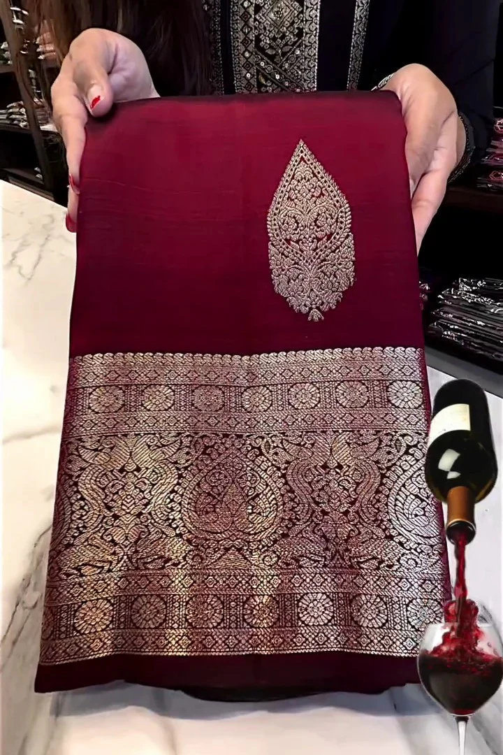 Supernal Wine Soft Banarasi Silk Saree With Devastating Blouse Piece - Image 2