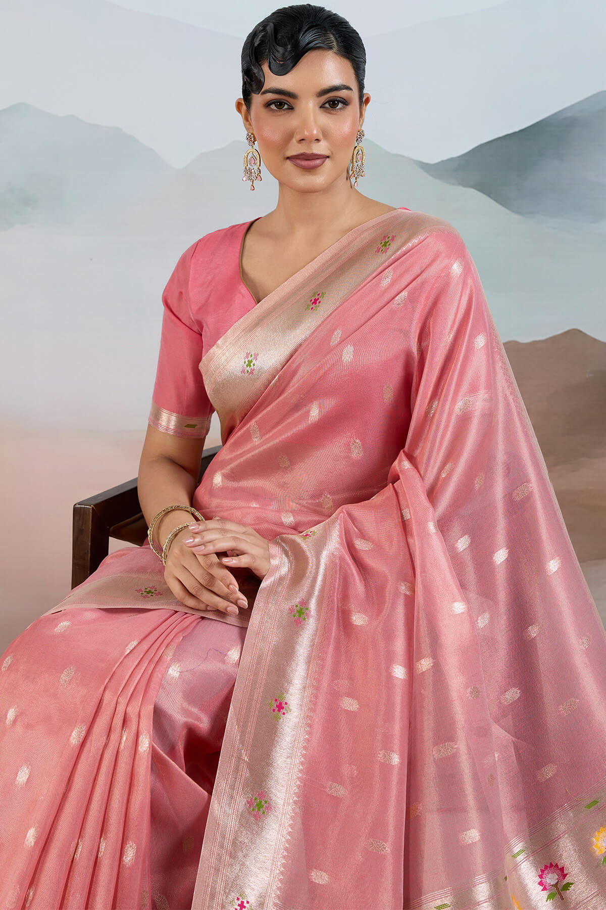 Surpassing Pink Paithani Pure Tissue Silk Saree With Ravishing Blouse Piece - Image 2