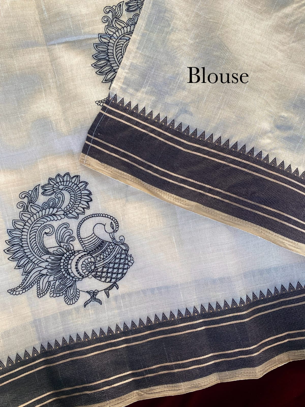 Surreptitious Off White Embroidery Work Tussar Silk Saree With Comely Blouse Piece - Image 5