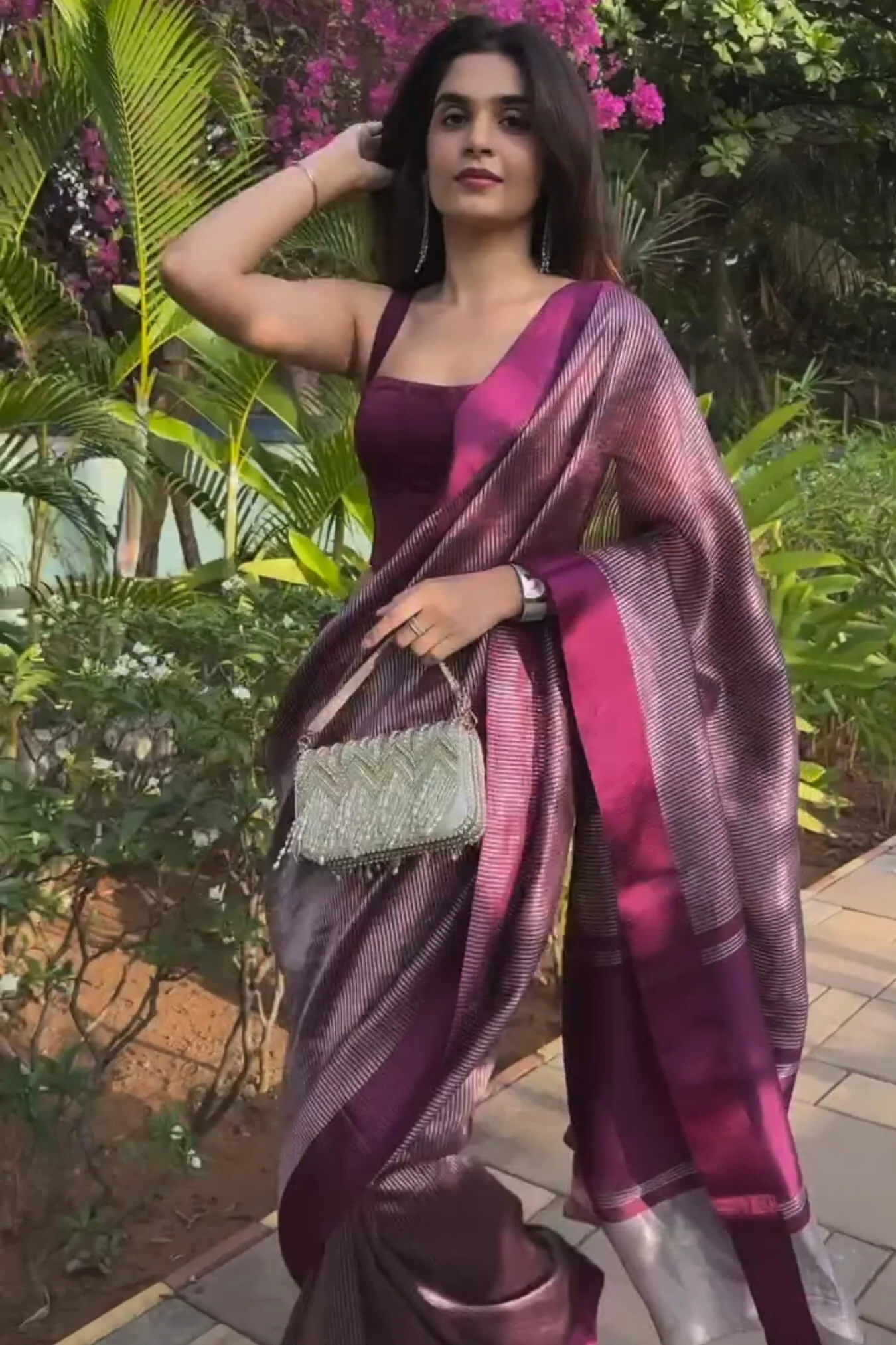 Surreptitious Purple Soft Silk Saree With Eloquence Blouse Piece - Image 3
