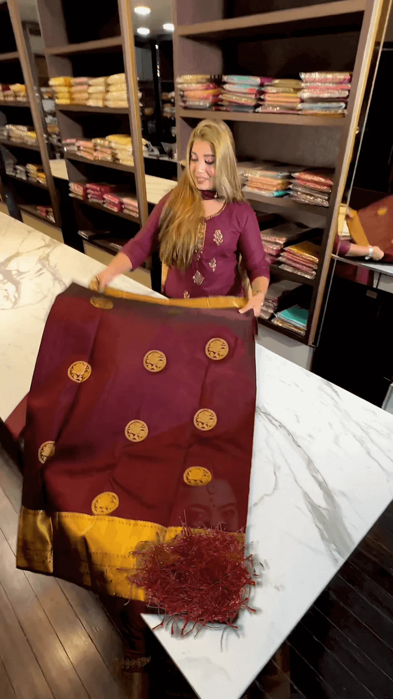 Susurrous Maroon Soft Banarasi Silk Saree With Tremendous Blouse Piece - Image 3