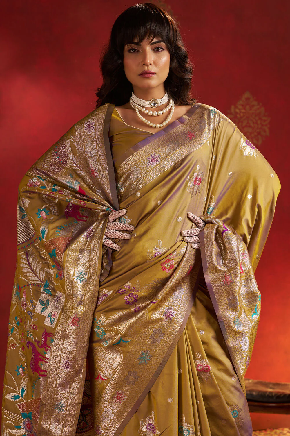 Transcendent Mustard Pure Zari Weaving Banarasi Silk Saree With Phenomenal Blouse Piece - Image 2